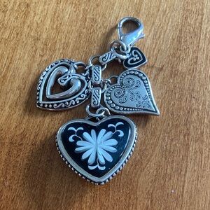 Brighton Silver and Black Heart Key Holder or Bag Charm